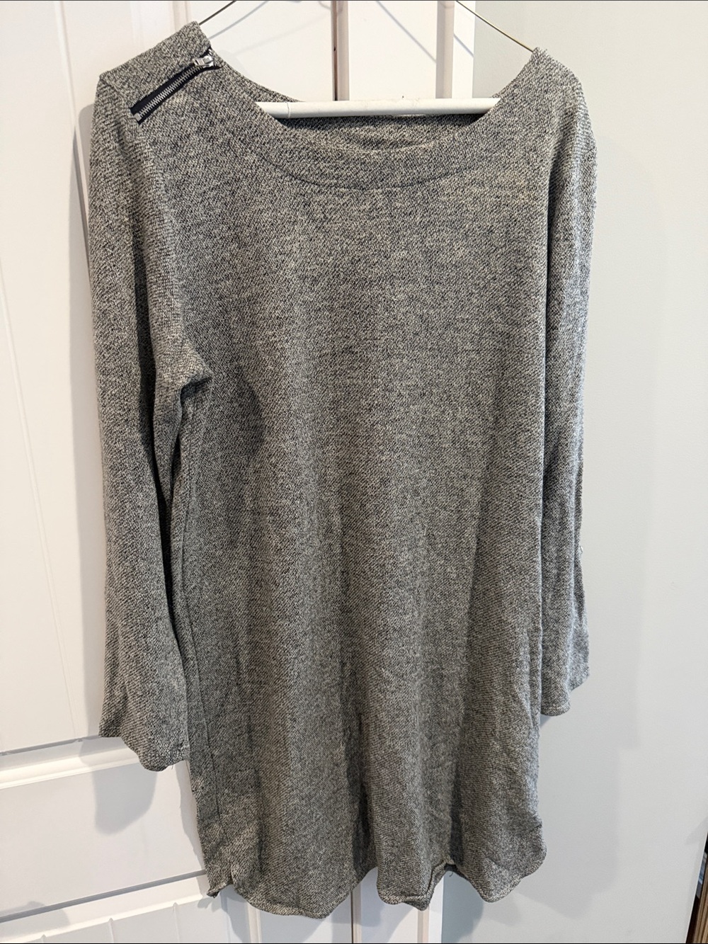 Merona Gray Long Sleeve Knit Dress with Shoulder Zip